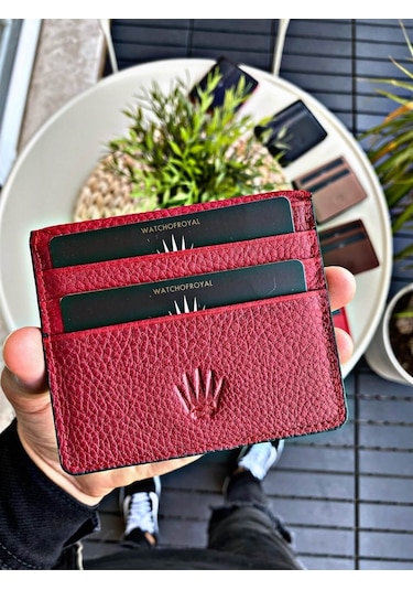 Watchofroyal Paır Bordo Slım Hakiki Deri Cüzdan
