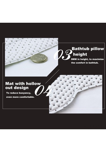 Wezone Banyo Tepsi Antipatlama Matı - Yumuşak Pamuklu Boyun Yastığı - Pvc Materyal - Beyaz - 125x36 Cm Diğer