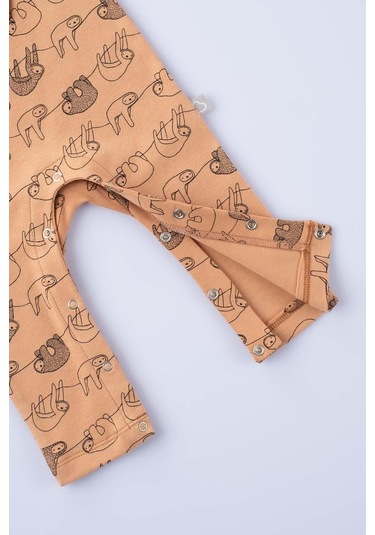 Boumini Bebek Uzun Kollu Çıtçıtlı Tulum Kahve Miskin-kahverengi Kahverengi