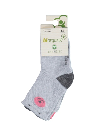 Bibaby Biorganic Cute Bear 2'li Çorap 68378 Pembe 001