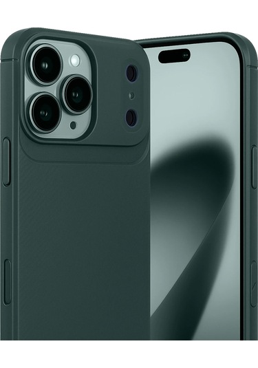 İphone Uyumlu 17 Pro Max Kılıf Focus Carbon Silikon Kapak Koyu Yeşil