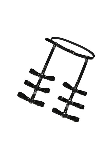 Suntek Kadın Pu Deri Koşum Jartiyer Kemer Ayarlanabilir Bel Siyah