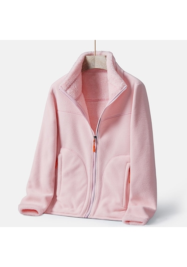 Snapbuy Çift Taraflı Fermuarlı Kadın Polar Üst Açık Pembe