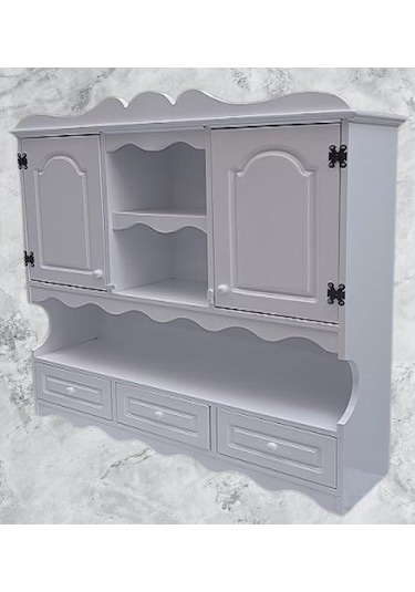 Hobi Adn 90353 Dekoratif Mutfak Dolap 3çekm Terek Mdf Parlak Beyaz Lake El Yapım