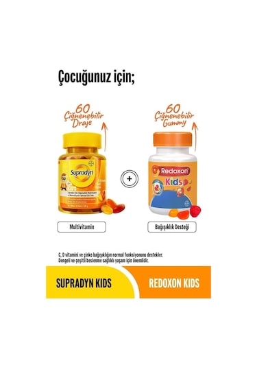 Supradyn Kids 60'lı + Redoxon Kids 60'lı 2'li Set