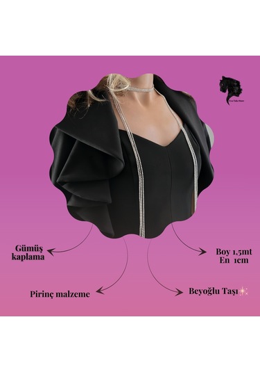 Gümüş Kaplama Üç Sıralı Su Yolu Şal Model Kolye Beyaz