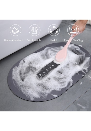 Youmex Pembe Oval Banyo Paspası 50x80cm - Diatomit Köpük, Suyu Hızlı Emici, Kaymazsız Taban, Yumuşak Ve Temizliği Kolay Pembe