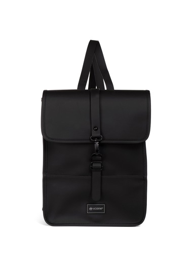 İcone Bag Icone Mat Suni Deri Kanca Kapamalı Sırt Çantası Siyah