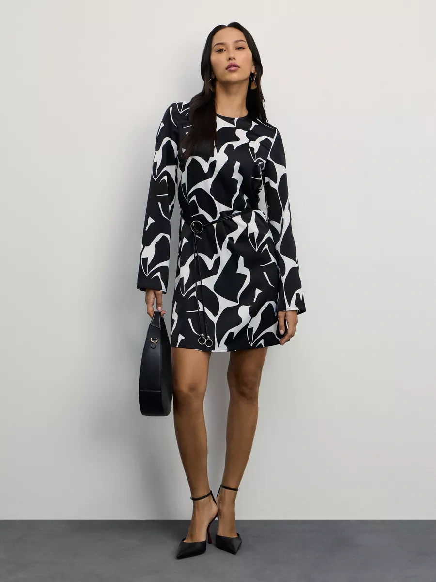Zarına Zarina İtibaren Sonbahar Mini Ofis Günlük Baskılı Elbise 190725755 Siyah