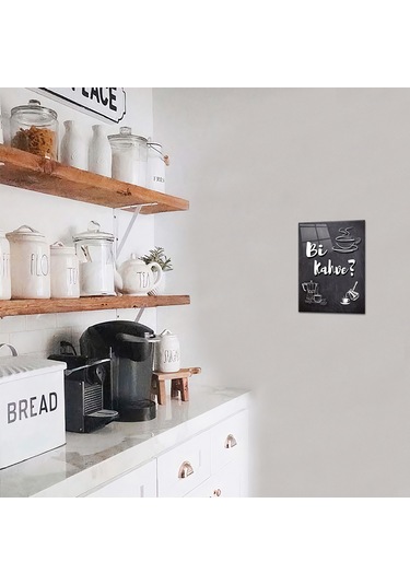 Decorita Cam Tablo - Kahve Köşesi Tablo | Bi Kahve ? | 14.8 CM x 21CM