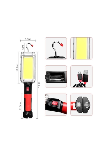 Usb Şarjlı Oto Tamirci Çalışma Lambası Wt-733 Renkli