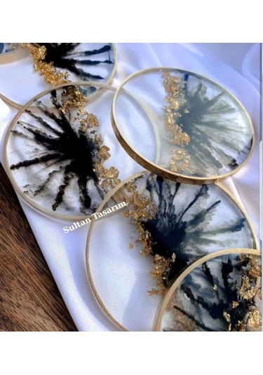 4 Lü Epoksi Bardak Altlığı - 99 Siyah