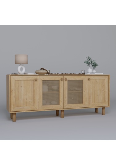 Bohem Serisi Natura 2 Kapak Pvc Hasır Desen Ceviz - Meşe Konsol Safir Meşe