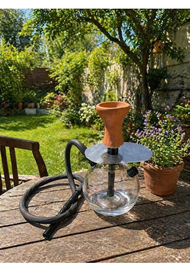 26 Cm Cam Nargile Seti 13 Cm Taban Çapı Modern Çizgili Tasarım, Balkon & Ev Kullanımı
