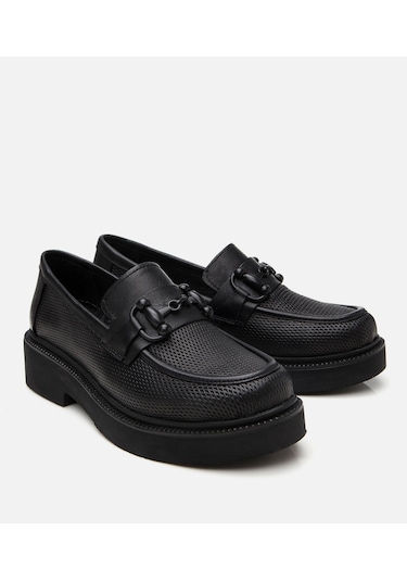 Hotiç Kadın Deri Siyah Tokalı Klasik Loafer 01ayh306690a100 Siyah