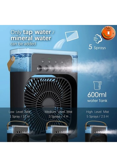 Xuweiwei Taşınabilir 600 Ml Çok Fonksiyonlu Yüksek Hızlı Rüzgar Soğutmalı Fan Usb Güçlü Sessiz Ofis Ev Açık Hava İçin İdeal Büyük Kapasiteli Tank