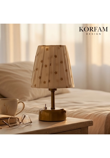 Yıldız İşlemeli Kumaş Pilli Masa & Gece Lambası Çok Renkli