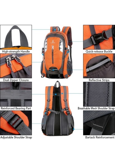 Novahub Kamp, Yürüyüş & Seyahat İçin Çok Cepli Nylon Sırt Çantası - Yeşil, Siyah, Mavi, Turuncu Seçenekleri Mavi Mavi