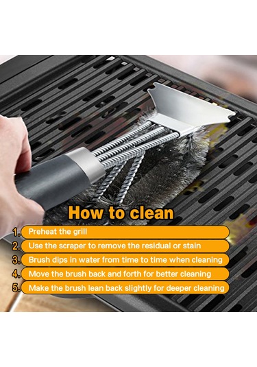 Xiyyadms Üç Kafa Çelik Tırnaklı Grill Temizleme Fırça, Bbq Izlerini Kaldırır, Eldivenli Kolu Ve Saklama Kanca İle Dayanıklı Isıya Dayanıklı Alet Çok Renkli