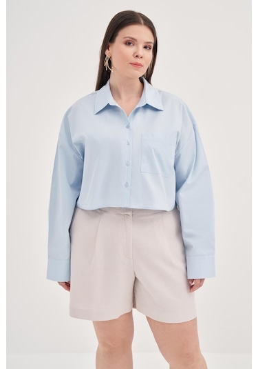 Crop Gömlek-1792 Açık Mavi