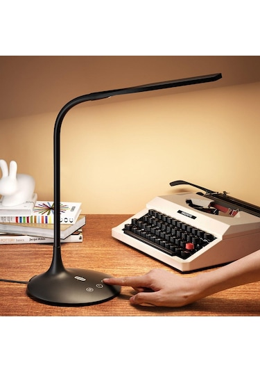 Taotronics Dokunmatik 3 Renk Işıklı Parlaklık Ayarlı Taşınabilir Esnek LED Masa Lambası Siyah