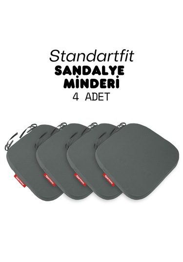 Xpermate 6'lı Standartfit Oval Sandalye Minderi 42x42x5 Antrasit