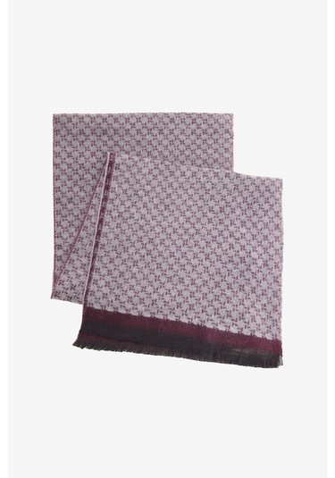 Erkek Bordo Grı Desenli Standart Fit Atkı Bordo Grı