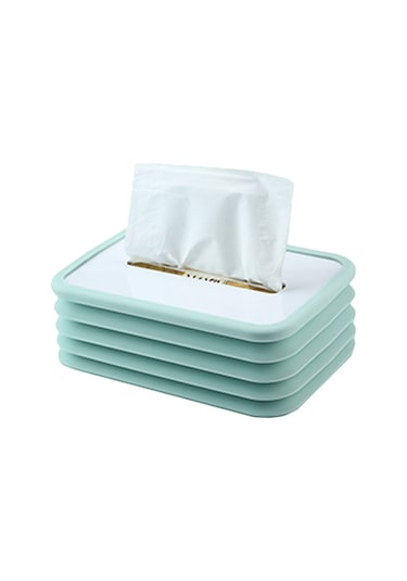 Gajeena Yüksek Kaliteli Silikon Katlanabilir Oto Ve Masaüstü Havlu Kutusu - Yaylı Yükseklik Ayarlı, Kolay Yıkanabilir, Pratik Depolama Mavi