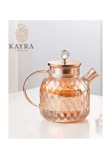 Kabartmalı Borosilikat Cam Demlik 1000ml Royaleks-cm-2006 Asorti