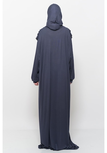Pratik Tek Parça Pamuklu Yarasa Kollu Tak Çıkar Başörtülü Tesettür Namaz Elbisesi Füme Çok Renkli