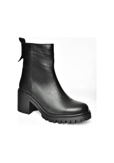 Fox Shoes R654006503 Siyah Hakiki Deri Kalın Topuklu Kadın Bot Siyah