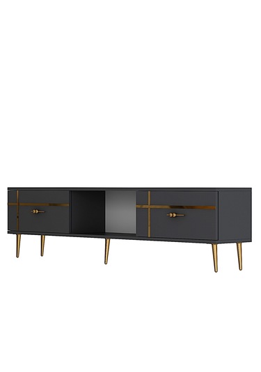 Linect Tv Sehpası Antrasit-altın