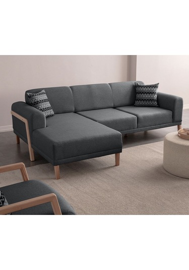 Latte Sırt Mekanizmalı Köşe Koltuk Takımı Antrasit