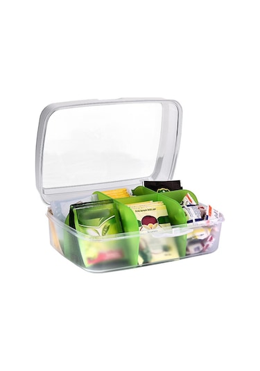 Flosoft Premium Poşet Çay Kutusu Çok Amaçlı Kapaklı Bölmeli Organizer