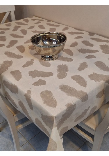 İthal Silinebilir Pvc Masa Örtüsü Kaymaz Tabanlı, Kumaş Görünümlü Pvc Masa Örtüs İth5511 Kahverengi