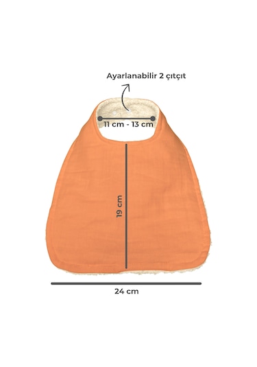 Pamuklu Sıvı Geçirmez Mama Önlüğü Bürümcük-havlu Çift Yönlü K-bej Bej - Kiremit