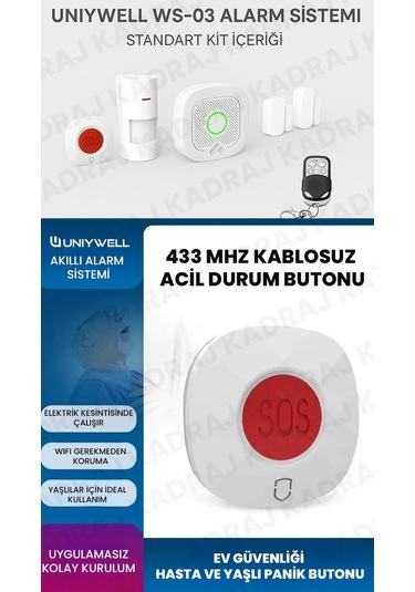 Unıywell Ws-03 Kablosuz Ev Alarm Sistemi Ce Sertifikalı Priz Tipi Ana Ünite
