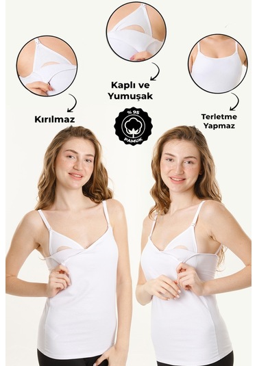 Hamile Kaplı Emzirme Atletli 2li Set Beyaz-beyaz Beyaz - Beyaz