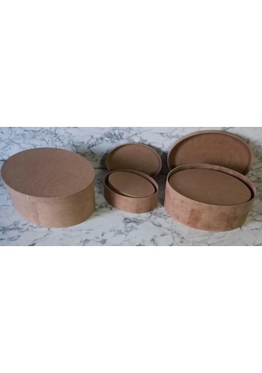 Hobi Adn 5'li Kutu Set Oval Ahşap Ham Mdf Maşuka Özellik Model El Yapım