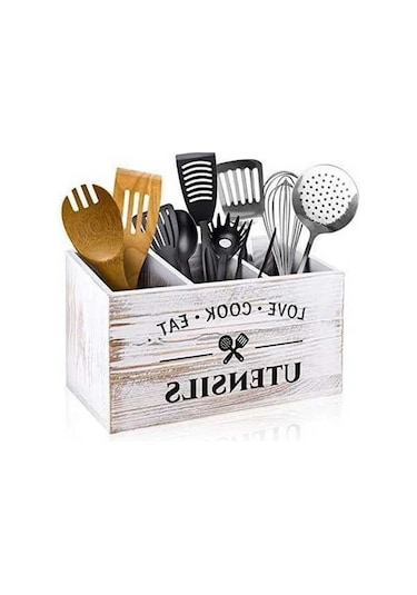 Pazly Mutfak Düzenleyici Kutusu, Bıçak-çatal-kaşık, Beyaz Saklama Sepeti Beyaz