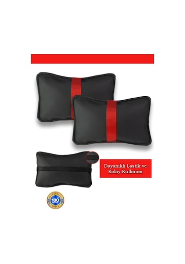 Volkswagen Scirocco Uyumlu Oto Koltuk ,araba Boyun Yastığı Mavi Şerit 2 Adet Siyah