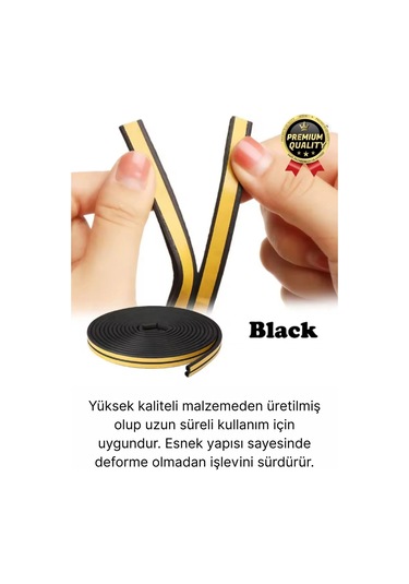 Güçlü Kendinden Yapışkanlı Kapı Pencere Soğuk Hava Geçirmez Yalıtım İzolasyon Siyah Fitil 20 Metre Diğer
