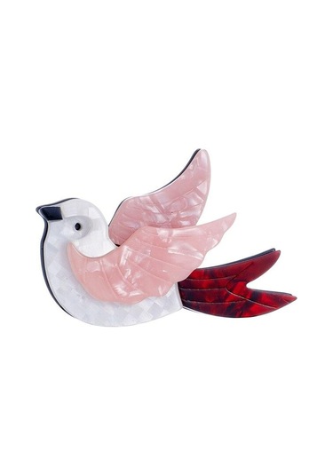 Blucome Akrilik Broş Kadınlar İçin Uçan Kuş Pembe Tüy Kırmızı Kuyruk Broş Kadın Yüksek Kaliteli Genç Kız Takısı Çanta Elbise Pembe