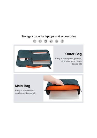 Maiyame İş İçin Su Geçirmez 13-15 İnç Polyester Dizüstü Bilgisayar Çantası Lacivert Lacivert