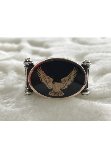 Kartal Işlemeli 925 Ayar Gümüş Erkek Yüzük