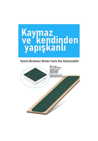 Halifleks Yapışkan Tabanlı Merdiven Basamak Paspası Rip Halı Kaymaz Tabanlı - Yeşil Null