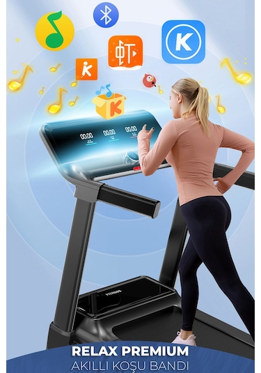 Relax Premium 14 Km Hız Bluetoothlu Uygulama Bağlantılı Katlanabilir Yürüme Ve Koşu Bandı 2.5 Hp Motor
