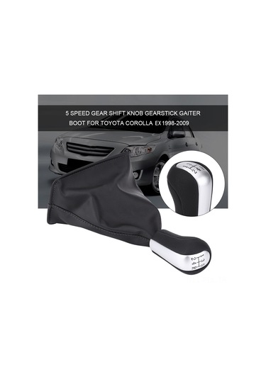 Padalink Toyota Corolla 1998-2009 İçin 5 Vites Manuel Şanzıman Kolu + Toz Koruyucu Örtüsü Seti - Yeni Ve Dayanıklı Pu Deri İle Plastik Malzeme