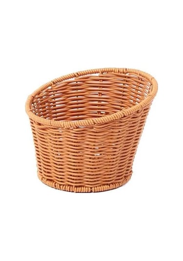 Trendooze Dokuma Yuvarlak Sepet, Kahverengi, 13.5x10.5x8cm, Pratik Baskı Kahverengi