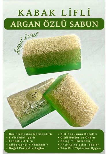 Doğal Kabak Lifli Argan Özlü Sabun Anti-aging Etkisi Cildi Besler